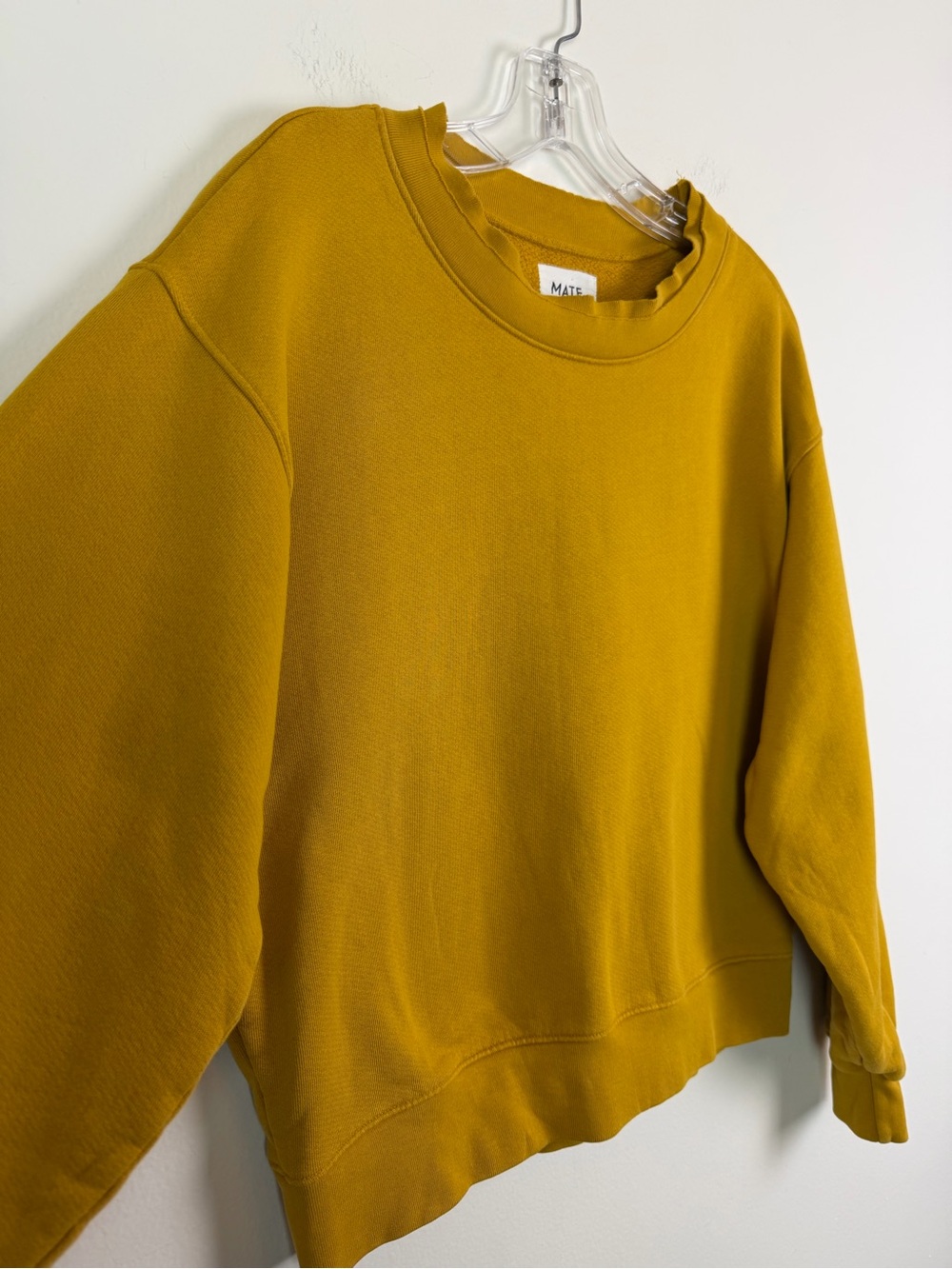 MATE The Label Organic Raw Neck Fleece Sweatshirt in Tumeric Size M - Picture 4 of 11